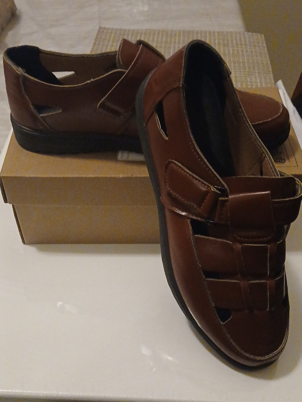 Men's Brown Leather Fisherman Sandal - Comfortable Closed-Toe Slip-On